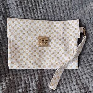 Designer Inspired White and Gold Clutch